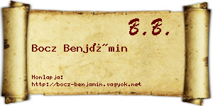 Bocz Benjámin névjegykártya