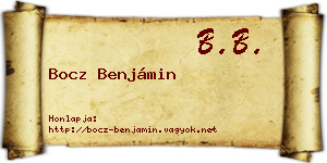 Bocz Benjámin névjegykártya
